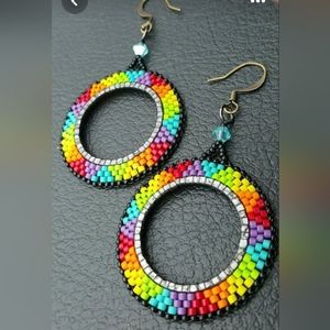 Flat beaded earrings